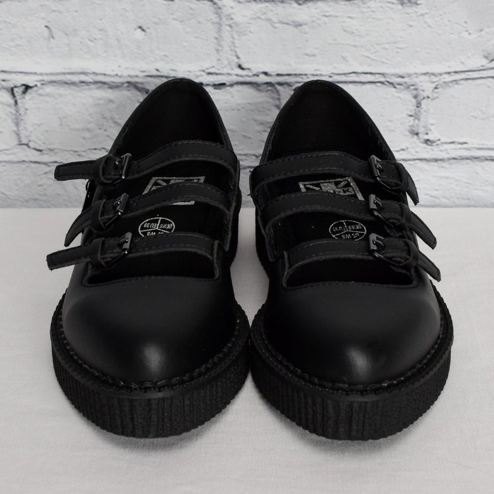 NEW IN BOX T.U.K. Footwear Women's Black TUKskin Pointed 3-Strap Mary Jane Shoes - Picture 3 of 8